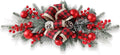 FACINOC 24" Artificial Christmas Swag for Front Door Decorative Xmas Swags with Red Berries Pine Cones Bow Festive Decorations for Mantle Wall Indoor Outdoor Holiday Home Decor (Red 1 PCS)