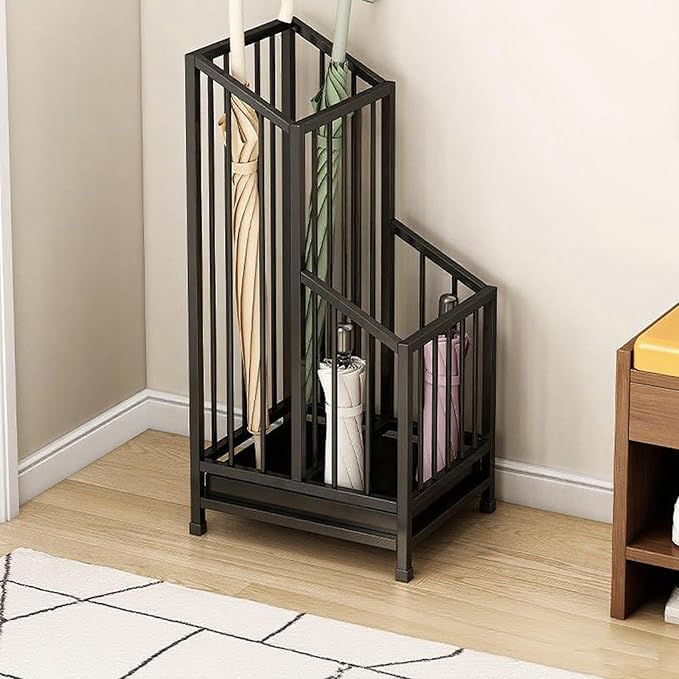 Indoor Metal Umbrella Stand，Umbrella Storage，Tall Metal Standing Umbrella Holder，Umbrella Holder for entryway，for Hotel，Offices，Home，Commercial(Black,25 * 20 * 62cm/10 * 8 * 24.4in)