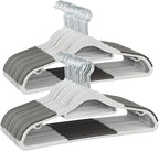 Finnhomy Bar Design Heavy Duty 50 Pack Plastic Hangers, Clothes Hangers with Non-Slip Pads, Great for Shirts, Pants, Scarves, Strong Enough for Coat, Gray
