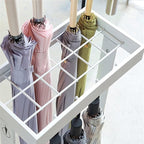 Metal Umbrella Holder Stand with Drip Tray and 4 Hooks White Commercial Grade Umbrella Rack for Storing up to 16 Umbrellas