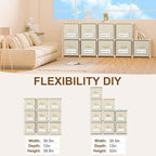 Geelin 9 Cube Storage Organizer with Fabric Bins and Labels 11 Inch, Fabric Collapsible Cubby Clothes Storage Drawer Dresser for Bedroom Living Room Office Organization