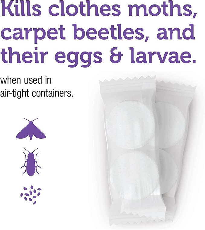 Enoz Moth-Tek Packets, Kills Clothes Moths and Carpet Beetles, Resealable Bag, Single Use Packets, Lavender Scent, 12 oz, Pack of 6