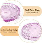 Modern Clear Coaster Set of 5- Glass Coasters for Drinks Crystal Coaster Round Cup Coasters Coffee Table Decor for Office, Kitchen, Bar, Dining Room, Living Room, Patio(Clear Purple)
