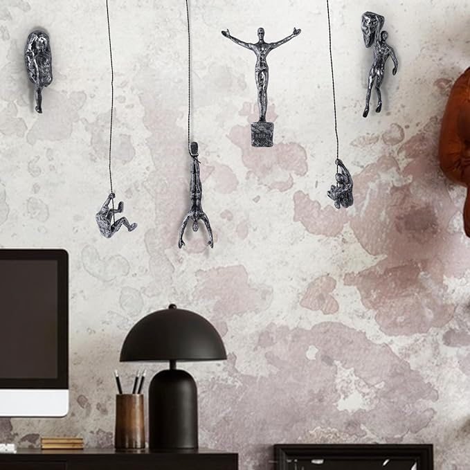 Set of 6 Climbing Men Wall Art Decor Sculpture,Nordic Modern Simplicity Decorative Wall Art, Climbing Man Sculptures,Home & Office Climber Gifts