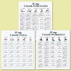 Chair Yoga Program - 30-Day Workout Set | 6-Piece Exercise Kit with Instruction Book, Ideal for Morning Routine Travel Gym Beginners Family Friends Sports Athletes Body Flexibility Strength Building