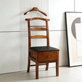 Chair Valet With Drawer,Wooden Suit Valet Stand With Contour Hanger,Trouser Bar & Tie Bar - Freestanding Clothing Organizer For Men & Women,Ideal For Office & Hotel