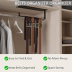 2pack Belt Hanger for Closet,Self Adhesive Belt Holder Organizer,Stainless Steel Belt Hanger Wall Mount,Tie Hanger for Closet for Belt, Scarves,Ties, Hats,Camisoles,Bras