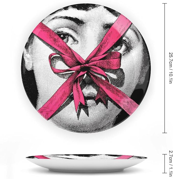 Lina Cavalieri Plate, Wall Decorative Plate, Mysterious Face Plate Wall Hanging Decoration,Including Bracket And Special Spring HooK,style-11,10inch