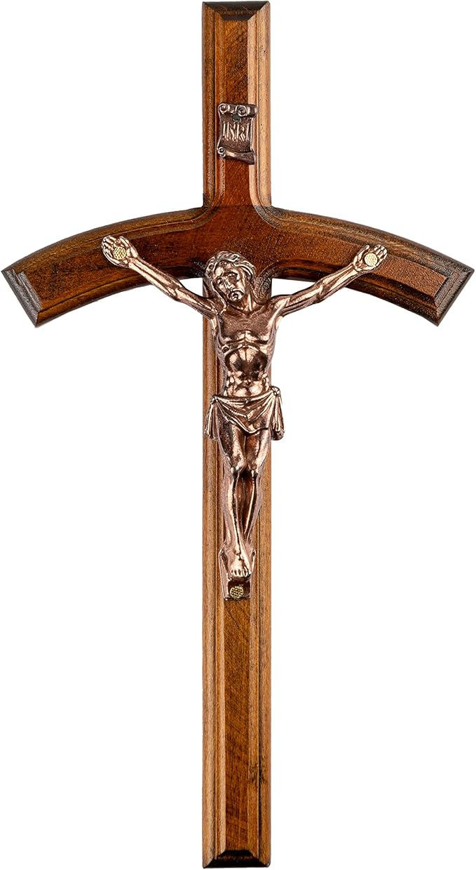 Woodvio - Handmade wooden wall cross, Pope's cross, Catholic crucifix