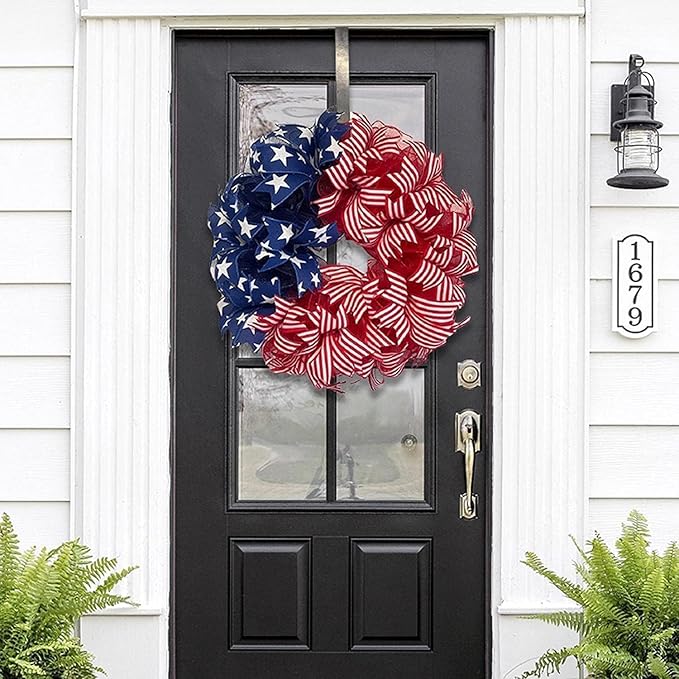 250th Anniversary Patriotic Wreath, Red White and Blue Wreath All-Weather Farmhouse Outdoor Holiday Decoration, Memorial Wreaths 3D Eagle Wreaths for Front Door (D)