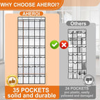 Aheroi 35 Pockets Large Over the Door Organizer, Breathable Mesh Pockets Shoe Organizer, Hanging Shoe Organizers Mesh Closet Shoe Holder Hanger Holds Up to 40 lbs, Space Saving Shoe Rack