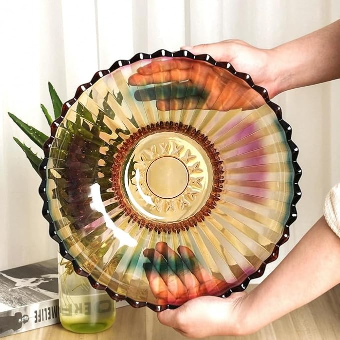 MAGCOLOR 12 inch Diameter Crystal Glass Colorful Fruit Bowl kitchen decor accessories