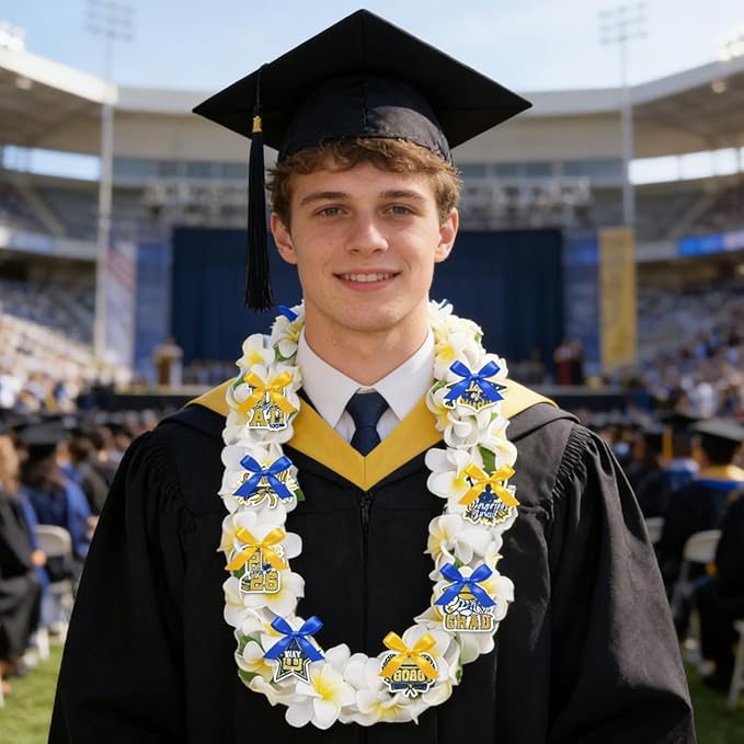 Leis for Graduation 2026, Artificial Flower Wreath with Cards Graduation Lays Gifts, Congrats Grad for High School