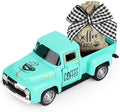 Hxezoc Coffee Decor for Coffee Bar Metal Truck with Coffee Beans Burlap Sack Vintage Pickup Mini Diecast Truck for Farmhouse Coffee Station Home Coffees Bar Tabletop Decorations (Blue)