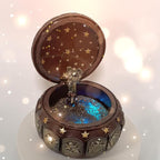 Briskfeel Vintage Music Box with Constellations Rotating Goddess LED Lights Twinkling Resin Carved Mechanism Musical Box with Sankyo 18-Note Wind Up Signs of The Zodiac Gift for Birthday (A1 Vintage)