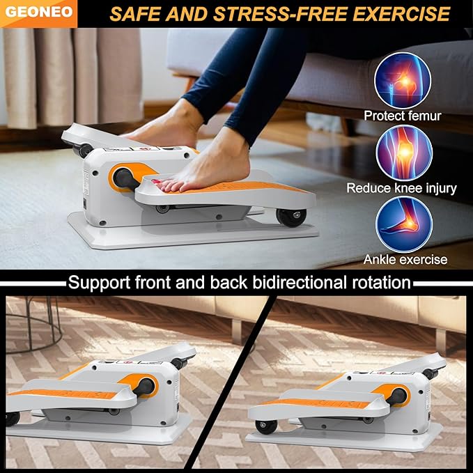 Under Desk Elliptical Machine, Electric Elliptical Exerciser for Senior, Quiet and Small Electric Seated Pedal for Home with Display Monitor, Remote Control and 12 Adjustable Speeds