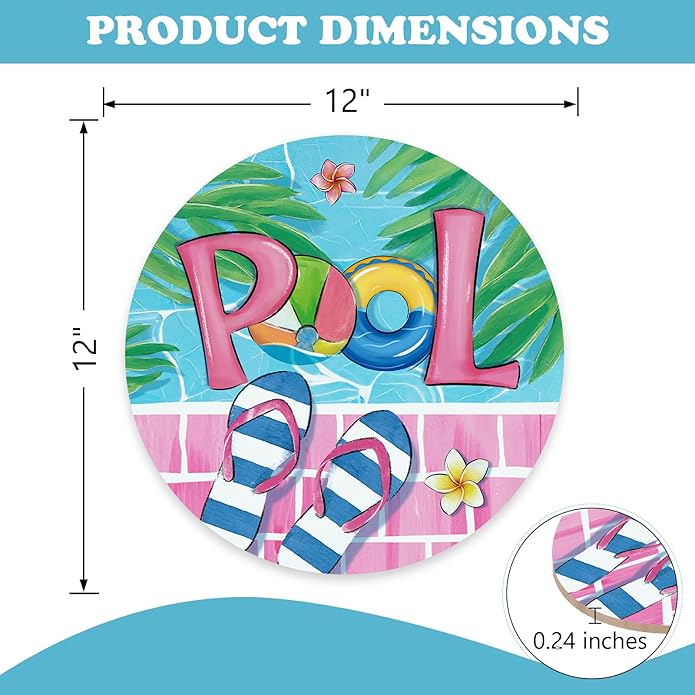 Summer Pool Flip Flops Front Door Sign