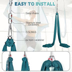 Aerial Silks Kit & Aerial Yoga Hammock - 11Yd Premium Fabric with Hardware - Easy Setup for Flying Yoga, Aerial Swing & Fitness - Supports Up to 14ft Rigging