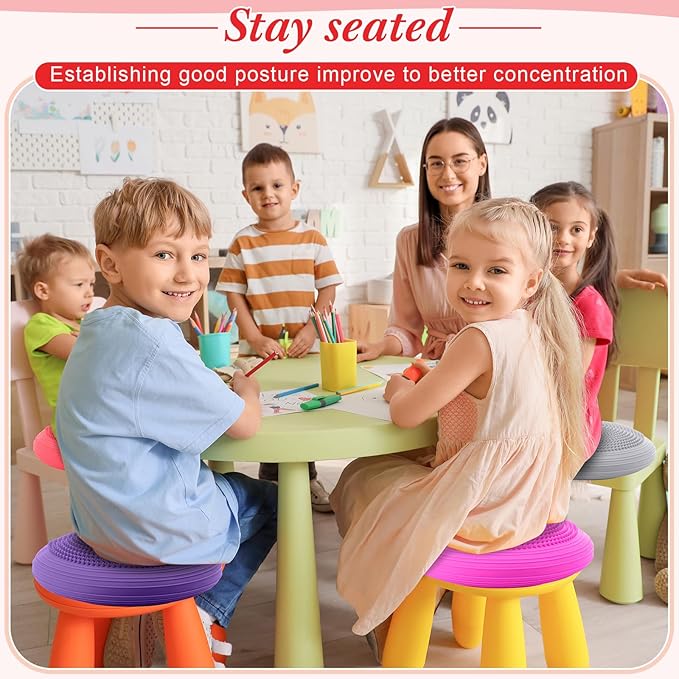 Libima 8 Pcs Wiggle Seat Inflated Wobble Cushion Sensory Seat Flexible Balance Board Balance Disc for Men Women Physical Exercise Improving Posture Home Office
