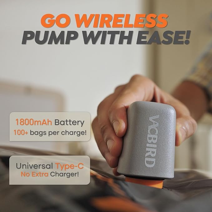 Rechargeable Wireless Pump Travel Storage Bags Set - 25 Pack Portable Space Saver Bags for Travel & Home - Vacuum Compression Packing Seal for Clothes, Blankets, Seasonal Storage