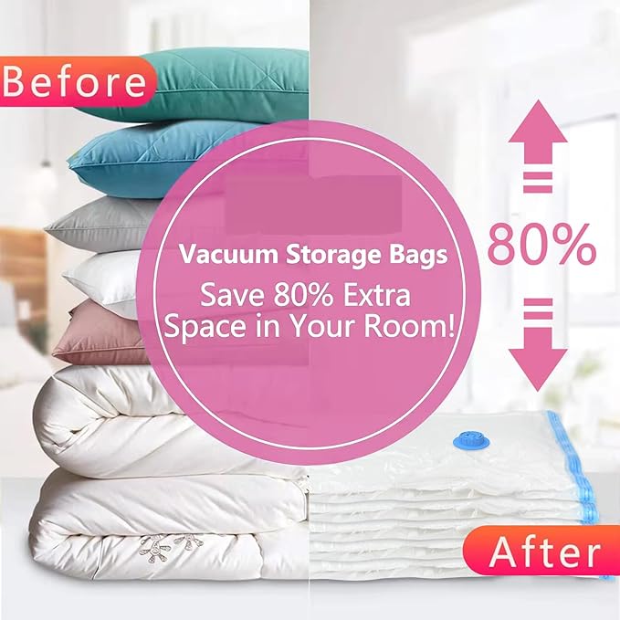 24 Pack Vacuum Storage Bags with Electric Pump, Space Saver Bags (5 Jumbo, 5 Large, 5 Medium, 5 Small, 4 Roll Up Bags) Travel Vacuum Seal Bags for Clothes, Bedding,Blankets,Duvets, Pillows
