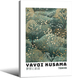 Yayoi Kusama Inspired Poster Japanese Botanical Wall Art Abstract Yayoi Kusama Print Modern Ukiyo-e Japanese Gallery Wall Decor 24x36in Framed for Home Bedroom Decorations