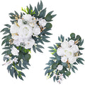 2 Pack Artificial Wedding Arch Flowers, White Flowers for Arch Backdrop, Wedding Decorations Faux Floral Swag, Reusable Flower Garland for Ceremony Reception Decoraction Table Home Isle Decor