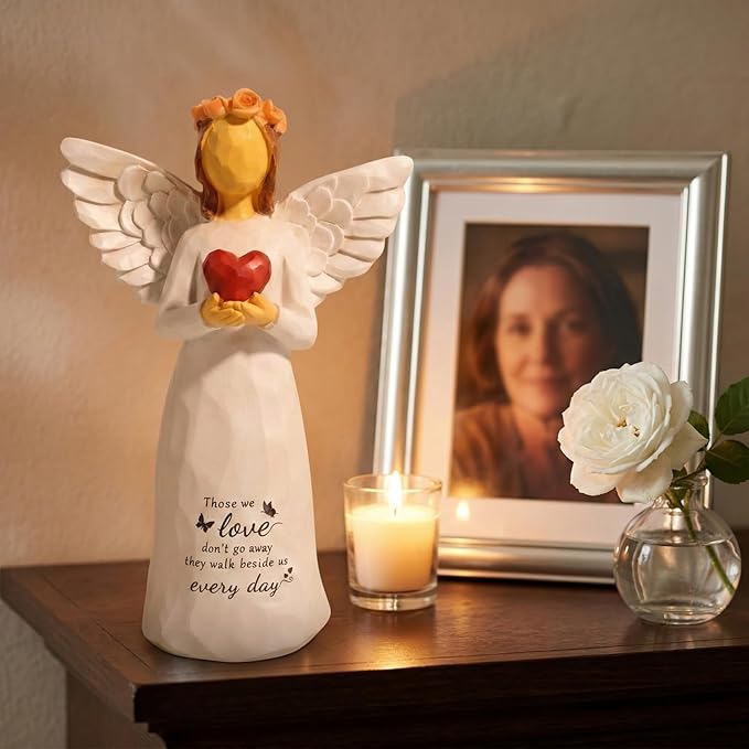 Kohehe Sympathy Gifts for Loss of Loved One, 5.12" Heart Angel Figurine Memorial Gift for Loss of Baby Mom Dad Grandma,Thoughtful Comforting Gifts for Funerals,Memorials, Anniversaries of Loss