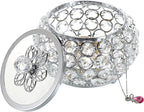 Hipiwe Crystal Jewelry Trinket Box with Glass Lid Silver Mirrored Treasure Box Decorative Jewelry Box Ring Earrings Necklace Storage Keepsake Box Gift for Women