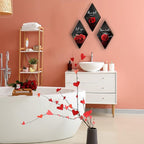 3 Pcs Red Rose Bathroom Wall Decor Flower Red Decor Inspirational Wooden Wall Art Office Wall Decor with Accept Let Go Have Faith Sign for Girl Women Bathroom Living Room Bedroom(12 x 7 Inch)