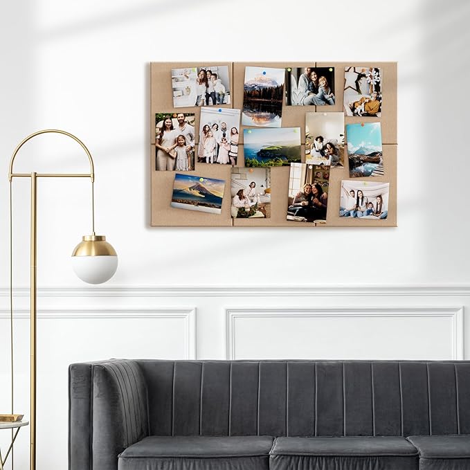 MaxGear Large Cork Board for Wall 36" x 24", Tan Bulletin Board, 6 Pack Felt Wall Tiles with Pushpins, Cork Boards for Office Pin Board Tack Board Cork Boards