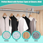 Closet Rod, 16 to 75 Inch Closet Rods Heavy Duty Adjustable Clothes Rods for Hanging Clothes and Heavy Duty Clothes Rod Bracket Closet Rod Support (The Shelf NOT Included) (Silver)