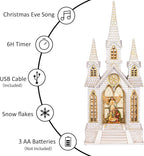 Church Snow Globe Lighted,Christmas Snow Lantern,Angel Holy Family Nativity Christmas Eve Glitter Snow Globe with Musical,Christian Decorations Indoor,Two Power Modes of Church Snow Globes