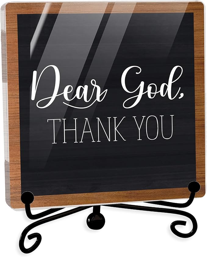 Modern Farmhouse Decor, Home Decor For Living Room, Boho Chic Aesthetic Shelf Decorations, Christian Dear God Acrylic Sign, Farmhouse Entryway Tv Stand Fireplace Coffee Table Decoration (15)