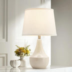 GyroVu 18" Table Lamp Set of 2, Ceramic Table Lamp Classic Beside Lamps Nightstand Lamp Modern Lamp for Living Room, Bedroom & Office Rocker Swtich Cream-LED Bulbs Included