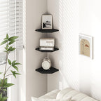 Fun Memories Corner Shelf Wall Mount, Floating Corner Shelves, Set of 6 Corner Wall Shelf Organizer, Rustic Wood Wall Storage Display Shelves for Living Room Bedroom Bathroom Kitchen, Classic Black