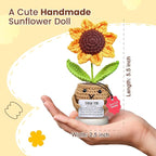 Gossby Handmade Positive Sunflower Doll Crochet with Card - Thank You for Listening - Appreciation Gift for Coworker, Friend - Mothers Day Christmas, Birthday, Thank You Gift Women, Men