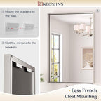 Keonjinn 48 x 24 in Brushed Nickel Bathroom Mirrors for Over Sink, Bathroom Vanity Mirror for Wall, Metal Frame Rectangle Mirror, Square Corner Brushed Silver Mirrors Full Length(Horizontal/Vertical)
