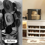 Ofiray-home 2 Pack Large Clear Hat Storage Boxes, Hold up to 7-9 Hats, Hat Organizer for Closet, Durable & Foldable, Hat Box with Carrying Handles for Round Brim, Wide-Brim, Cowboy, Sun Hat (Gray)