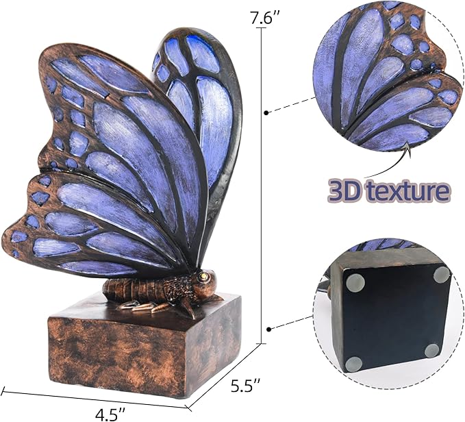 Vintage Purple Butterfly Bookends,Resin Book Ends for Shelves,Heavy Duty Decorative Bookends,Creative Book Stopper Holder Decor for Desk Home Office,Shelf Decoration,Gifts for Mother's Day