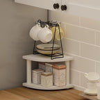 Furinno Turn-N-Tube Kitchen Countertop Organizer, 2-Tier Corner Countertop Organizer Shelf, Corner Shelf, for Kitchen, Pantry, Organizers and Storage, White