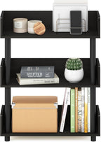 Furinno TURN-N-TUBE Display Shelf, 3-Tier Storage Shelves with Side Panels, Open Shelves Book Shelf with Rounded Corner Top Edges, for Organization and Storage, Living Room, Home Office, Espresso