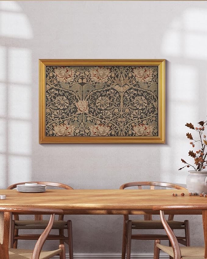 VIYYIEA Vintage Gold Framed Wall Art for Living Room, Honeysuckle Canvas Prints Home Decor, Large Oil Painting Picture, Bedroom Wall Decor Gifts for Friends or Family -【Honeysuckle】-(36L x 24W)