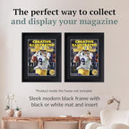 Creative Picture Frames 8 x 10.5 Magazine Frame with Full-Strength Glass, Holds Up To A 1/4" Thick Media with Installed Hangers for Easy Mounting, 10x12 Manhattan Black Frame with Black Mat