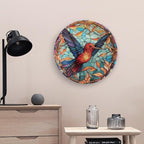 Decorative Plates for Home Decor, Colorful Stained Glass Design Hummingbird Decor Tray for Table Display, Ceramic Dinner Plate W/Stand, Living Room Decor, Gifts for Hummingbird Lovers, 10 Inch