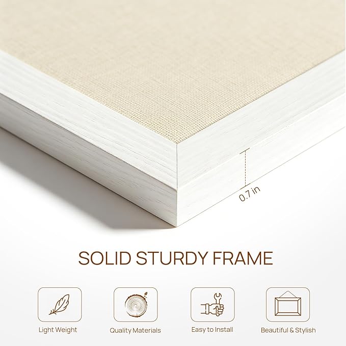 DOLLAR BOSS Bulletin Boards with Linen 1-Pack 16''X 12'' Double-Sided Cork Board for Walls Wood Framed Bulletin Boards, Small Pin Board for Home Kitchen Office Decorative Hanging 10 Pushpins