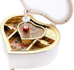 yarlung Ballerina Music Box for Valentine's Day Gift, White Heart Rotating Dancing Girl Gift Box for Jewelry, Trinket, Mother's Day Birthday
