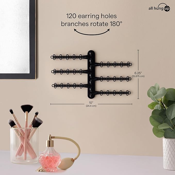 6-Tier Wall Jewelry Organizer Wall Mounted Jewelry Organizer Necklace Holder Wall Mount Hanging Necklace Organizer Jewelry Hanger Hanging Earring Holder Organizer Display (Black)