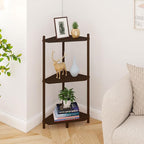 Wisuce Corner Shelf Stand - 3 Tier Bamboo Small Corner Bookshelf, Brown (Color Issue Fixed), for Office Kitchen Bedroom Plant Stand Living Room Decor Small Space