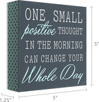 Barnyard Designs Wooden Box Sign Motivational Desk Decor, Inspirational Office Desk Decorations for Women Office Bathroom Shelf Décor (Positive Thought)